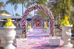 Grand Floral Entrance and Wedding Decor at Divine Greenland Ahmedabad